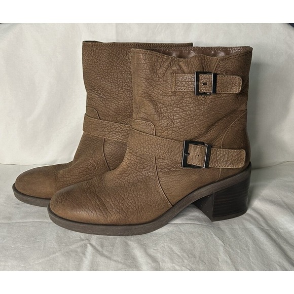 Kenneth Cole reaction brown leather boots buckles women's size 8.5 M Camden Runs - Picture 3 of 12